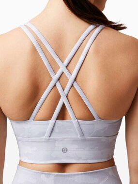Lululemon Energy Bra Long Line Sports Yoga W2AUZS (Camo Alpine White) - Sz 6